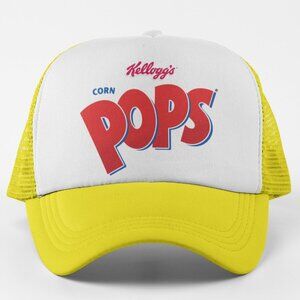 NEW Kellogg's Corn Pops Foam Trucker Snapback Hat 2TONE YELLOW WHITE
